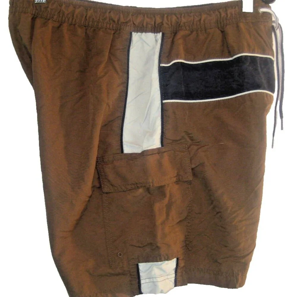 Mens Tommy Hilfiger Brown Nylon Swim Suit Board Shorts sz XLx6